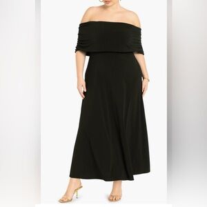 Eloquii Off-Shoulder Black Maxi Dress